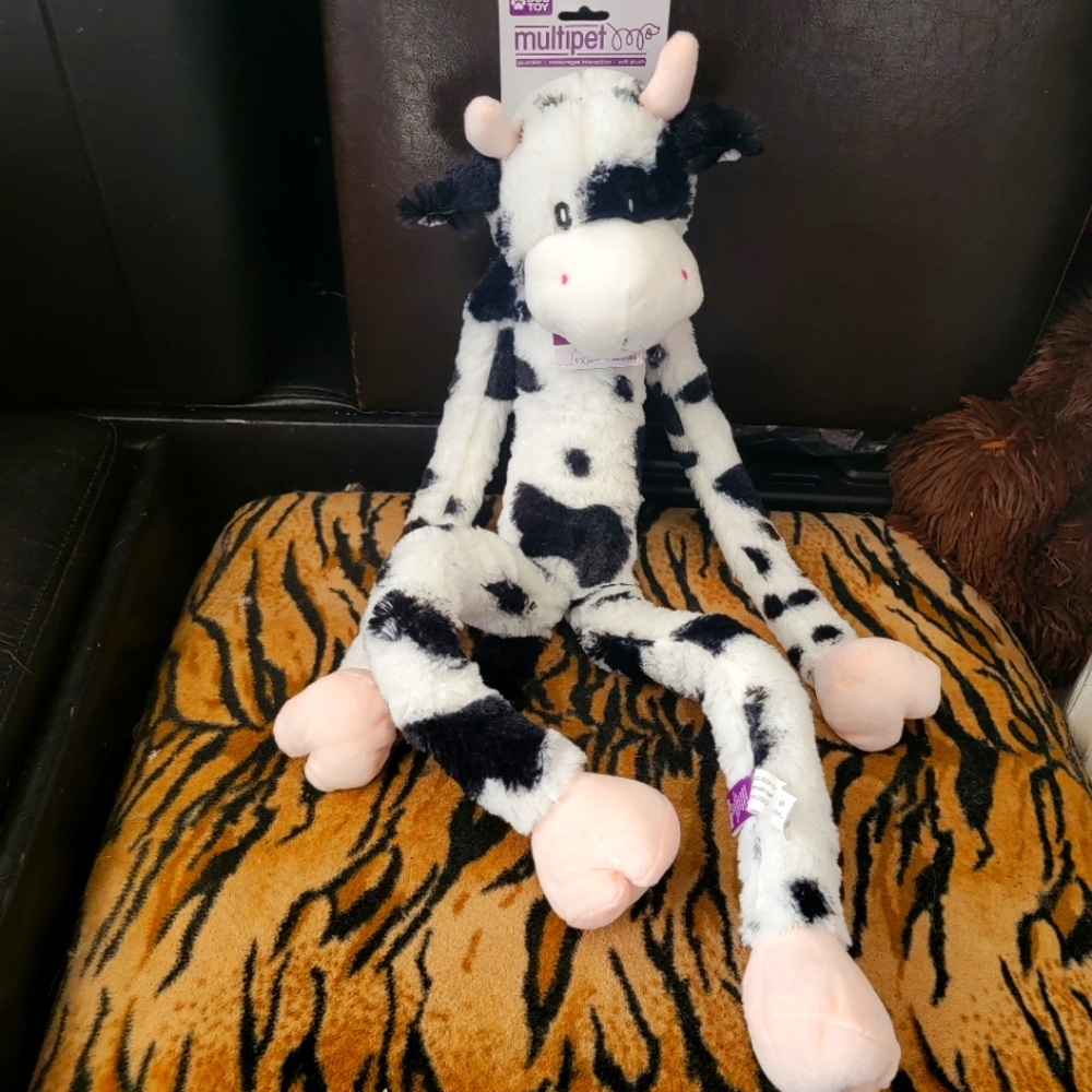Multipet Dog Cow Plush Squeak Toy 27 In . Ea.